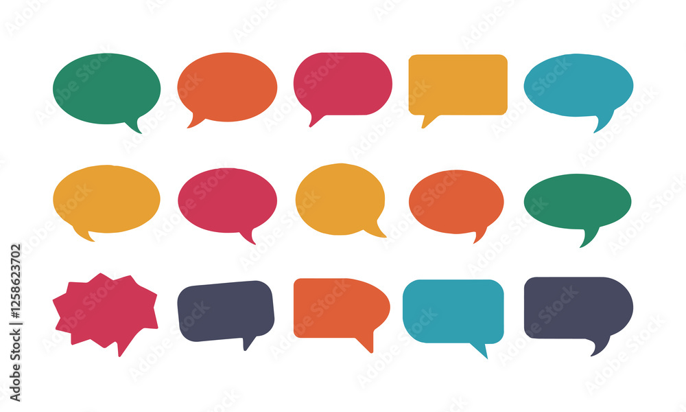 Fototapete set of colorful blank empty speech bubbles for text, chatting, message box. vector illustration ball
