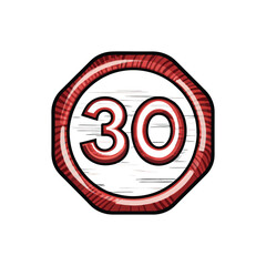 Create a clean, vector illustration of a simple speed limit sign displaying the number '1' in bold, clear font.  Ensure high resolution and scalable design.