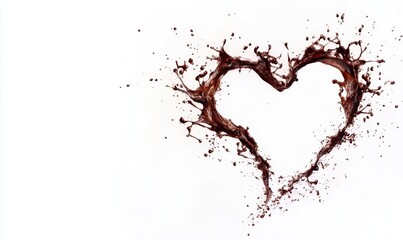 Obraz premium Chocolate splash heart shape; white background; Valentine's Day; food photography