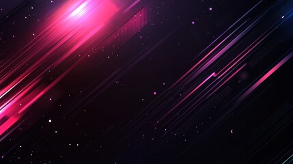 Fototapeta premium A vibrant, abstract composition showcasing dynamic lines in shades of pink and blue, creating a sense of movement and energy against a dark backdrop.