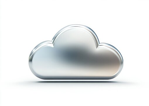 Chrome cloud icon, digital storage, white background - Powered by Adobe