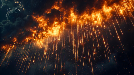 God who decided to send a rain of fire upon the Earth due to the great sin of the world, an enraged God who burns and consumes everything in His path, a depiction of God's biblical power.