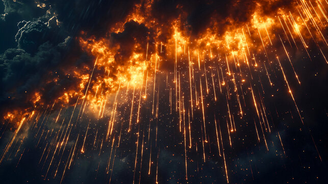 God who decided to send a rain of fire upon the Earth due to the great sin of the world, an enraged God who burns and consumes everything in His path, a depiction of God's biblical power.