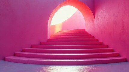 Obraz premium Pink Archway Steps Interior Design