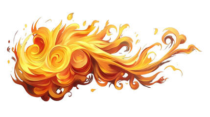 Swirling flames creating a fiery trail on transparent background