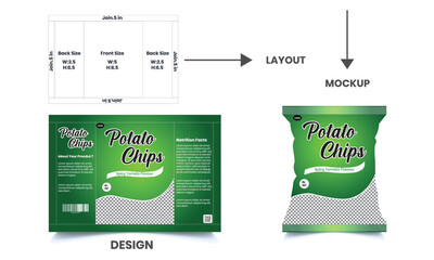 Potato chips package design, realistic vector design Potato chips packaging template, chip packaging, packaging, chips, vector illustration