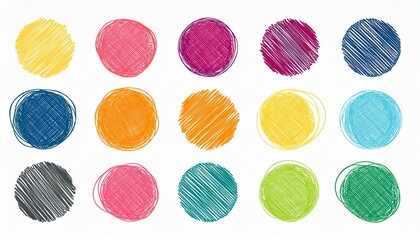 Scribble circle round vector frame. Hand drawn rough scribble effect line. Children color crayon brush stroke frame. Scribble hand drawn grunge doodle color circle set. perfect any project.
