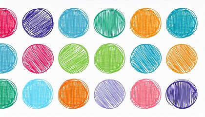 Scribble circle round vector frame. Hand drawn rough scribble effect line. Children color crayon brush stroke frame. Scribble hand drawn grunge doodle color circle set. perfect any project.