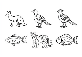 llustration of a animal liner set. Vector illustration of an animal facial silhouette