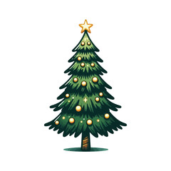 Fototapeta premium Christmas tree illustration on white background