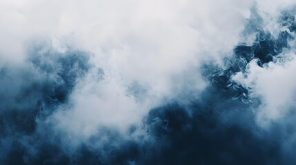 Obraz premium Abstract Blue and White Smoke Cloudscape A Stunning Aerial View of Swirling Vapor and Mist