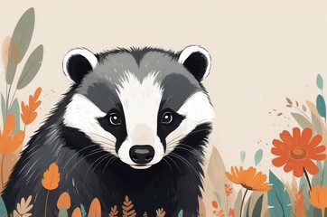 Artistic minimalist cartoon colorful fantasy animal character portrait, magical dreamy nursery decor story book illustration artwork, nature theme texture design.
