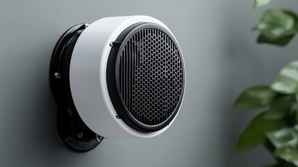 Modern Wall-Mounted Speaker Against Gray Wall