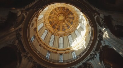 Sunlit Cathedral Dome Interior, Architectural Detail, London, Religious Design