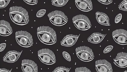 Eye doodle seamless vector pattern. Hand drawn doodle sketch simple background. Open, wink eyes minimal seamless pattern. Abstract pop beauty background. perfect any project.