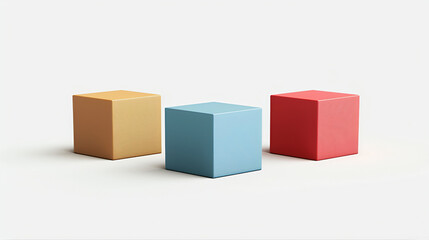 Fototapeta premium Abstract background with cubes. 3d render of a gift box on a white background. 3d colorful cubes, wooden cube on a white background. 