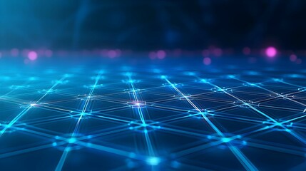 Obraz premium Abstract Digital Network Background With Glowing Blue Lines and Grid Pattern