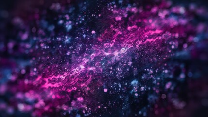 A mesmerizing cosmic scene featuring vibrant pink and blue hues swirling in a galaxy of stars and interstellar dust.