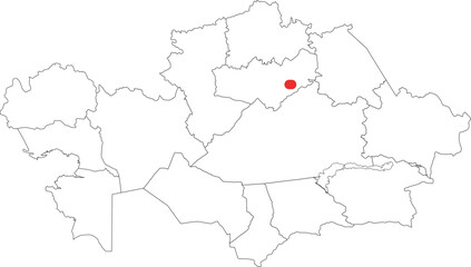 Capital of Kazakhstan on its Outline Map