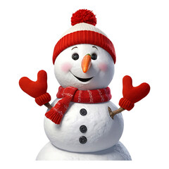 Christmas snowman with a red scarf and hat