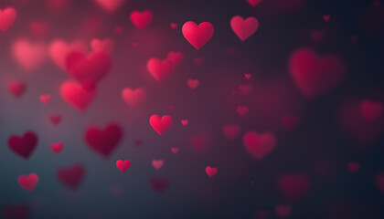 Gradient background with colorful bokeh hearts.	
