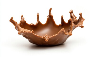 Obraz premium Milk chocolate splash, white background, dessert, food photography, confectionery