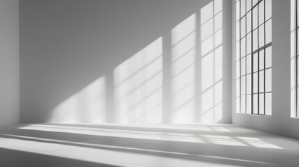 Obraz premium Empty Room with Natural Light and Shadow Play