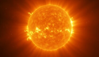 Fototapeta premium Glowing Sun Surface with Solar Flares and Energy Radiating Outwards