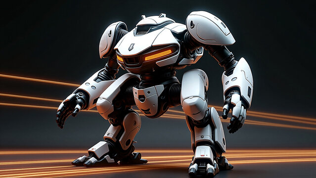 Futuristic AI cyborg mecha battle machine
