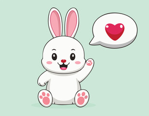 A cute rabbit animal with a read heart vector.