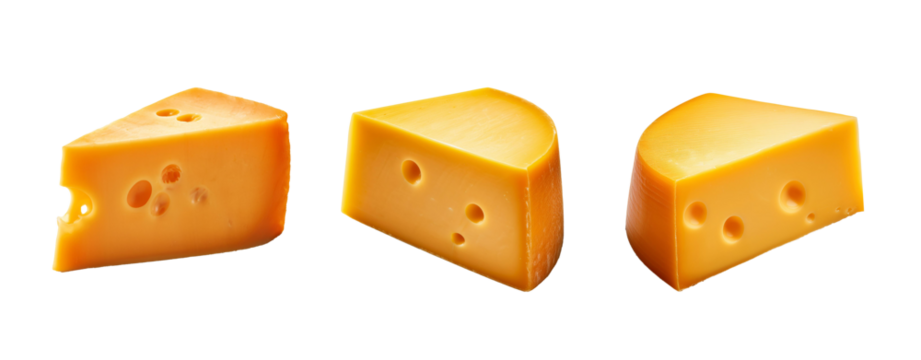 piece of cheddar cheese isolated on transprent background