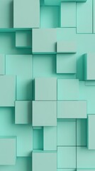 Abstract geometric pattern with turquoise cubes and shadows in minimalistic design