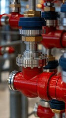 Pressure gauges show measurements on an industrial piping system, emphasizing the efficiency of the facility's operations