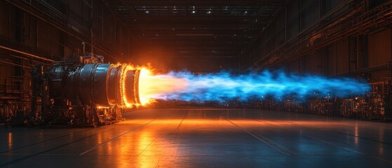 Jet Engine Test Firing in a Large Industrial Facility