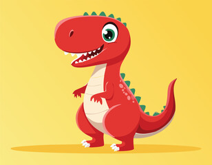 A cartoon of a read color dinosaur vector.