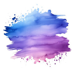 Obraz premium Isolated purple blue brush stroke watercolor texture on transparent color. high resolution PNG file