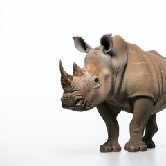 Naklejka premium White Rhinoceros Portrait Against White Background