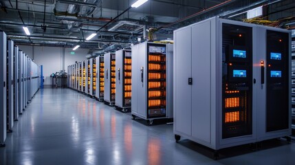 Illuminated Server Room: A Glimpse into Modern Data Center Technology