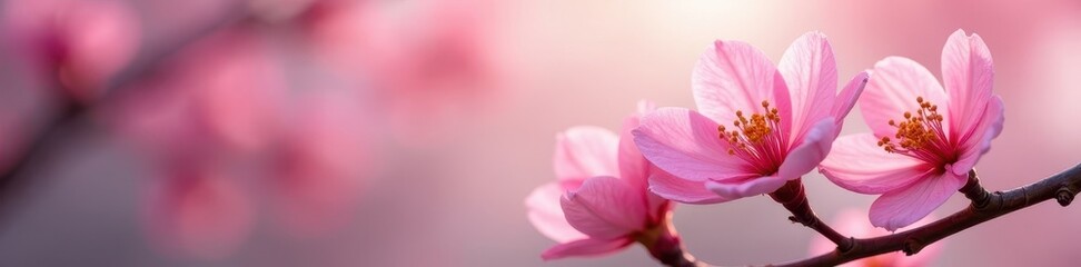 Obraz premium Soft pink blossoms, gentle petals, lush blooms, pastel, bloom