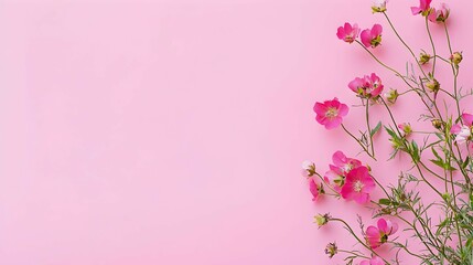 Fototapeta premium Pink Floral Arrangement On Pink Background