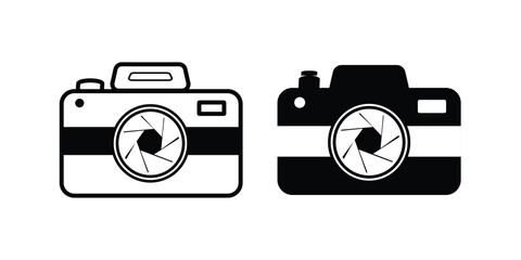 Photo camera icons set. Photography symbol. Photographing sign. Isolated raster illustration on white background.
