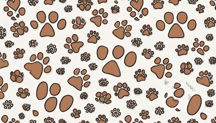 Dog, cat footprint seamless pattern. Pet animal footprint stamp background. Puppy doodle abstract wallpaper. perfect any project.