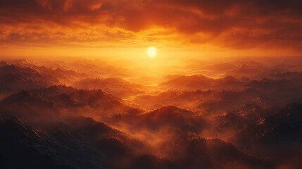 Obraz premium Epic Sunrise Over Misty Mountains
