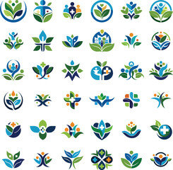 Smart Health Logo Icon Vector Art Illustration On An Isolated White Background