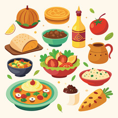 Colorful Collection of Diverse International Dishes