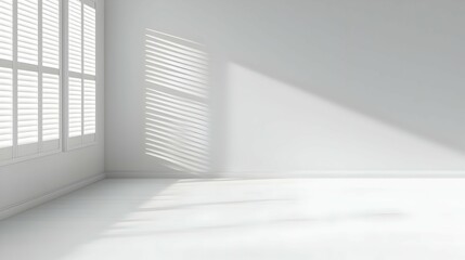 Fototapeta premium Bright White Room With Sunlight And Shutters