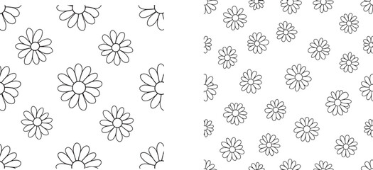 Pattern daisy Simple flower print White chamomile on blue seamless background spring flowers repeat fabric texture doodle bloom flat wallpaper Vector illustration