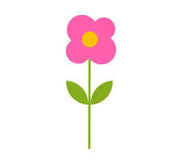 Pink flower cute icon. Spring flower plant. Vector illustration