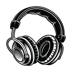 A sleek silhouette of professional over-ear headphones, featuring a sturdy headband and large ear cups for immersive sound, perfect for studio or audiophile use.