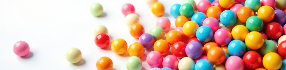 Vibrant plastic balls, assorted colors, white backdrop, colorful balls, objects